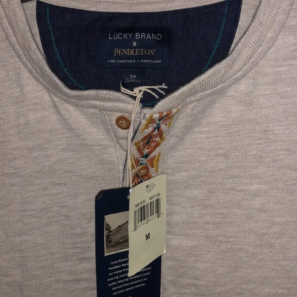 Lucky Brand x Pendleton Mens Vintage Embroidered Henley Shirt - Picture 3 of 5
